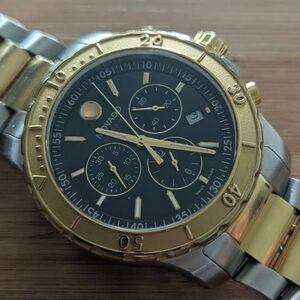 Movado Gold and Silver Chronograph Watch